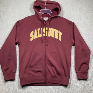 Salisbury University Zip Hoodie Mens Small Maroon Fleece Sweatshirt Sea Gulls